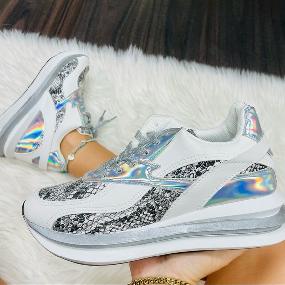 Silver snake platform sneaker - Picture 3 of 9